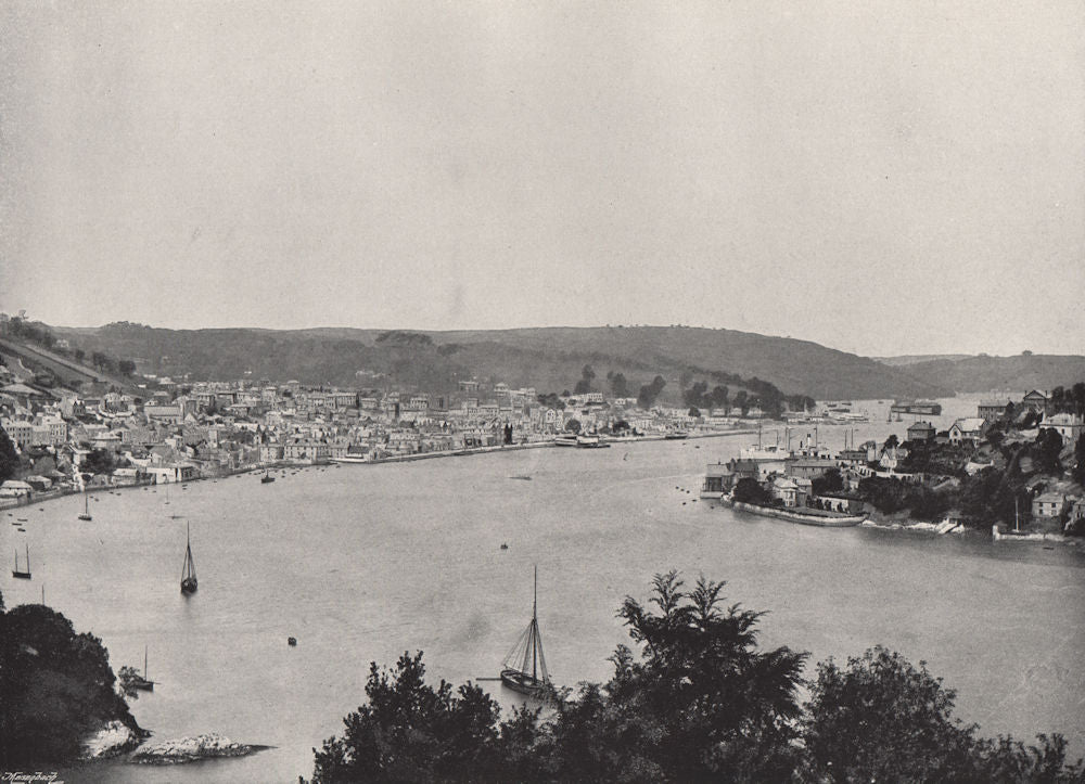 DARTMOUTH. View showing the Britannia Floating Naval College. Devon 1895 print